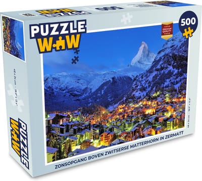 Puzzel Zonsopgang boven Zwitserse Matterhorn in Zermatt - Legpuzzel - Puzzel 500 stukjes