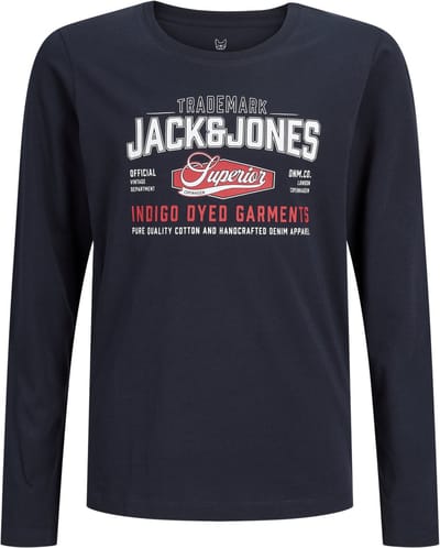 JACK & JONES- JJELOGO TEE LS O-NECK 2 COL AW26 SN JNR - Jongens - T-shirt