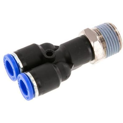 8mm x R3/8'' Y-koppeling Messing/PA 66 Insteekfitting Buitendraad Draaibaar NBR [2 Stuks]