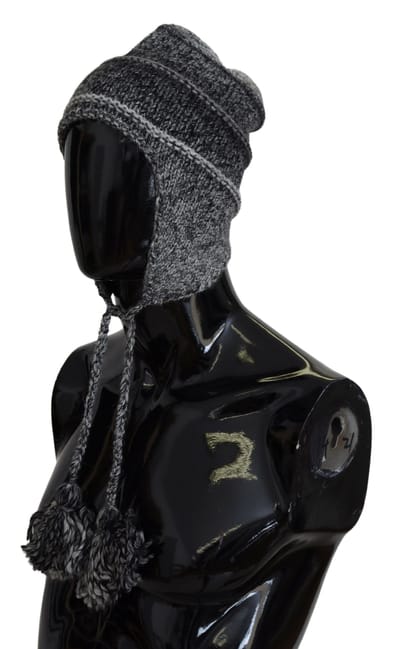Balaclava Muts Wol Muts Grijze Pompon Muts