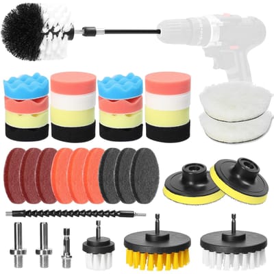 Kit de 38 pièces de tampons de polissage pour voiture, tampons éponge de lustrage et de cirage pour polisseuse, lustreuse, ponceuse de voiture