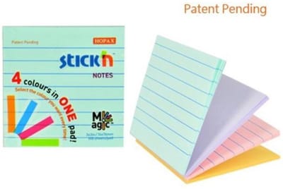 Stick'n Magic Sticky Notes - 76 x 76 mm - 4 Pastel Kleuren - 100 memoblaadjes