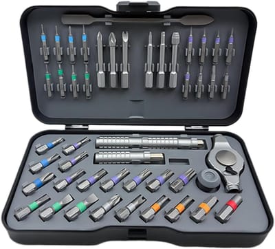 Magnetische ratelschroevendraaier - Precisie set - Doe-het-zelf klussen - 47-delige set - 7.1 inch grip - Grijs