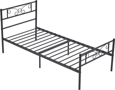 Metalen Bedframe - Zwart - 90x190cm - Incl. lattenbodem - 1 persoons