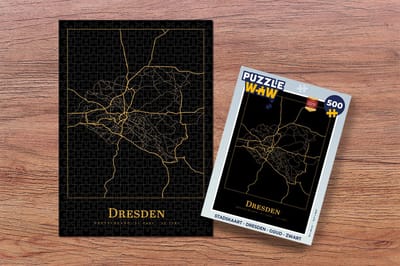 Puzzel Stadskaart - Dresden - Goud - Zwart - Legpuzzel - Puzzel 500 stukjes - Plattegrond