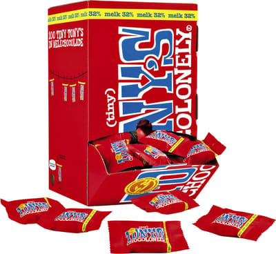 Tony's Chocolonely Tiny Tony's Melk Chocolade - Melkchocolade 900 gram 100 stuks Belgische Fairtrade Chocola