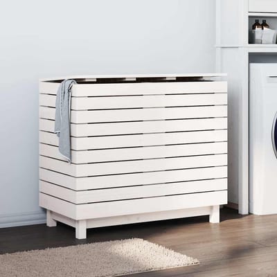 vidaXL - Wasmand - 88,5x44x76 - cm - massief - grenenhout - wit