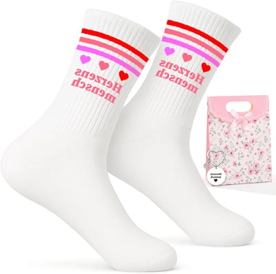 Cadeauset voor vrouwen met katoenen sokken, sleutelhanger en papieren zak, perfect voor beste vriendin en lievelingsmensen, origineel en praktisch cadeau