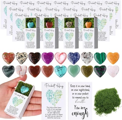 Zakknuffel Stenen - Emotionele Steun - Positiviteit Delen - Natuursteen Ontwerp - 36 Stuks - Multicolor