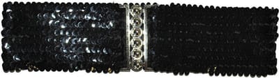 Funny Fashion Carnaval verkleed dames riem - zwart pailletten - 108 x 8 cm - kunststof - disco/glitter and Glamour