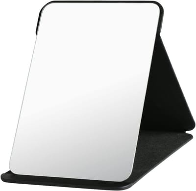 Opvouwbare Tafelspiegel - 15,5 x 20,5 cm | Met PU-leder | Make-upspiegel | Draagbare reisspiegel | Met standaard | Draagbaar | Geschikt voor kantoor, make-uptafel | Compact en praktisch | Stabiel op tafel | Duurzaam en elegant
