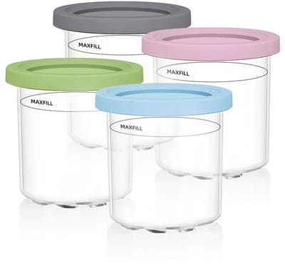 Ijsbekers geschikt voor Ninja Creami NC300 en NC299Serie - Premium Herbruikbare Ijsbekers met Deksel 4-Pack - Lekvrije Ijscontainers - Vaatwasserbestendige Vervangende Ijsbekers voor Ijsmaker - Multi-Kleur