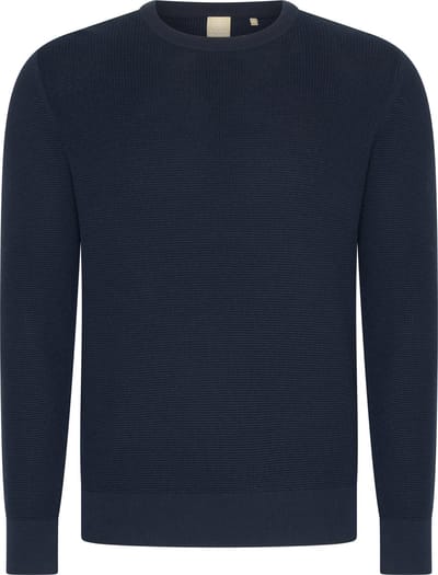 Mario Russo Waffle Pullover - Trui Heren - Sweater Heren - Navy - M