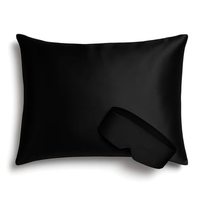 Perfect Sleep Set Black Pearl - Kussensloop & Slaapmasker - Silk Heaven - 50x70cm