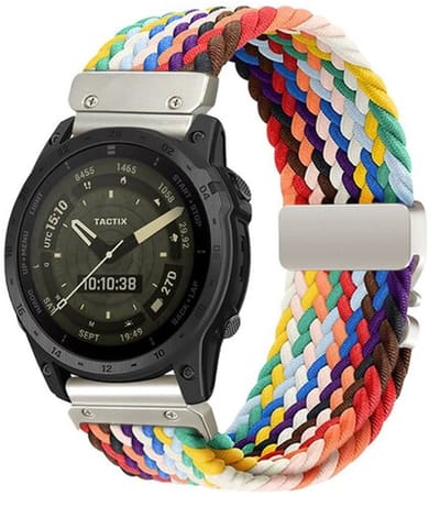 By Qubix - Geschikt voor Garmin bandje - 26mm Quickfit - Braided nylon band met parachute sluiting - Multicolor Spring - Geschikt voor Garmin Epix Pro Gen 2 (51mm) / Quatix 7X / 6X & Tactix 7 (pro)