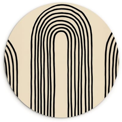 WallCircle® Wandcirkel 120x120 cm - Muurcirkel Boogvormen - Zwart - Strak - Muurdecoratie woonkamer - Wanddecoratie slaapkamer - Kamer decoratie accessoires - Ronde schilderijen XXL