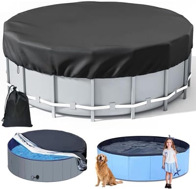 Ronde zwembadafdekking 120 x 30 cm voor honden, waterdicht en UV-beschermend, opvouwbaar en scheurvast voor kinderzwembaden