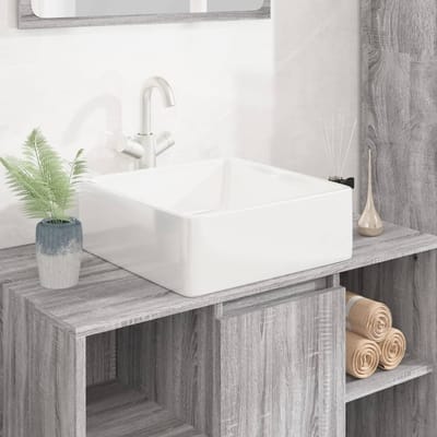 vidaXL - Wasbak - 37x37x13 - cm - vierkant - keramiek - wit