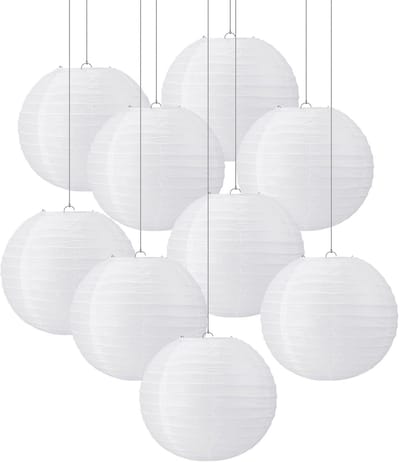 Dailygoods- Papieren Lantaarn Set van 20 - 30 cm Lampionnen - Decoratie voor Feest/Bruiloft - Grappige Look - Geschikt voor Binnen/Buiten - Lampion