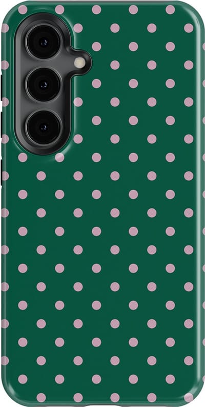 Polka Dots Hoesje Samsung Galaxy S24 | Geschikt Voor Mag | Stippen Design Backcover Samsung Galaxy S24 Forest Blush