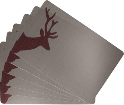 Set van 6 HIRSCH placemats, bruin-beige, 43,5 x 28,5 cm, rechthoekig – 15108