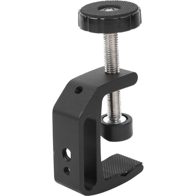 Support de bureau fixe en alliage d'aluminium noir avec pince en C pour lampe de poche, appareil photo, trépied, photographie gray
