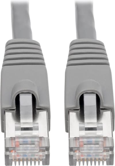 Tripp-Lite N262-014-GY Cat6a 10G-Certified Snagless Shielded STP Network Patch Cable (RJ45 M/M), PoE, Gray, 14 ft. TrippLite