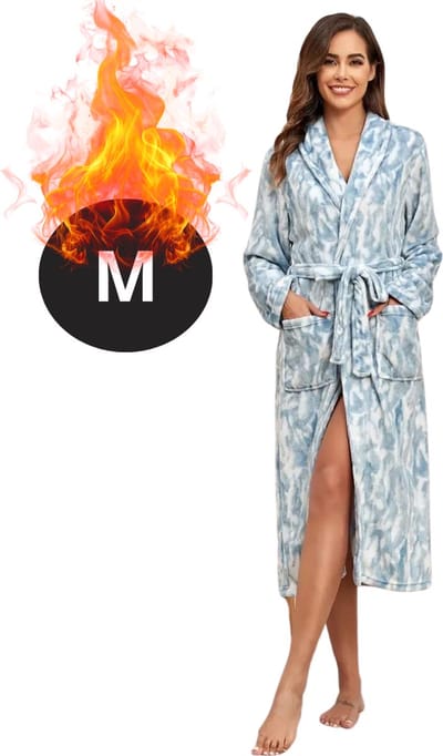 Bovista Badjas Dames - Fleece - Katoen - Badstof - Sauna - Hamam - Wafel - Bathrobe - Duster - Ochtendjas - Spa - Kimono - Lichtblauw M