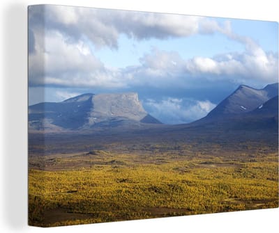 Canvas schilderij 150x100 cm - Wanddecoratie Het berglandschap van het Nationaal park Abisko in Zweden - Muurdecoratie woonkamer - Slaapkamer decoratie - Kamer accessoires - Schilderijen