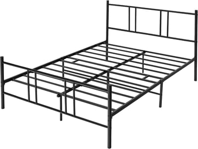 COSTWAY Metalen bedframe voor 200 x 160 cm matras, tweepersoonsbedframe, bedframe met lattenbodem, opbergruimte onder het bed, gastenbed, platformbed, metaal
