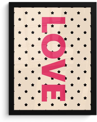 Poster in lijst - Fotolijst 30x40 cm - Posters - Love - Stippen - Roze - Posterlijst zwart - Decoratie - Wanddecoratie woonkamer - Muurdecoratie slaapkamer