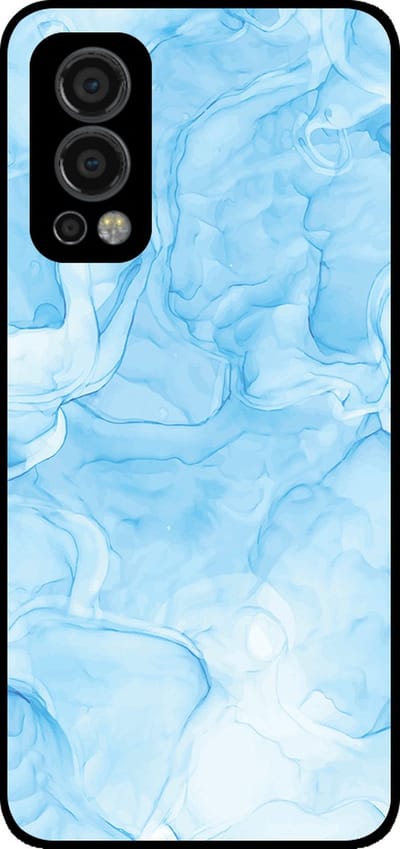 Smartphonica Telefoonhoesje Geschikt voor OnePlus Nord 2 5G met marmer opdruk - TPU backcover case marble design - Lichtblauw geschikt voor OnePlus Nord 2 5G