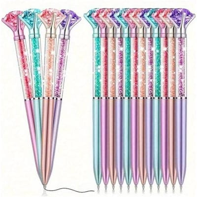 Stylo à bille en cristal strass étincelant - Rétractable, Pointe moyenne - Parfait pour les mariages, le bureau, l'école 1PC/random Color multicolore