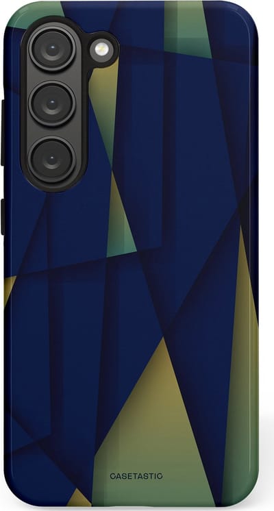 Casetastic Hoesje Geschikt voor Samsung S23 - Stijlvolle Beschermende Duo-layer Case - Blauwgroene Driehoeken