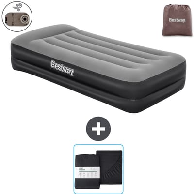 Bestway luchtbed - 1-Persoons - 97 x 191 x 46 cm - Grijs - Inclusief pomp en Hoeslaken
