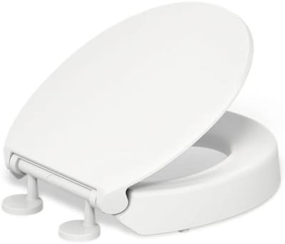 Verhoogde Toiletbril met Rustig Sluiten en Ronde Voorkant - Wit