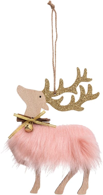 JJA - Sprookjesachtige rendierhanger 17,5 cm van roze glitterstof