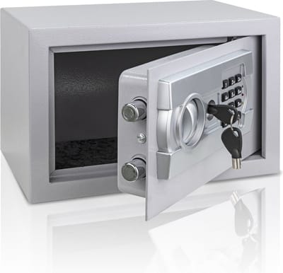 Elektronische Kluis met Cijferslot & 2 Sleutels - 20 x 31 x 20 cm - Staal - Bevestigingsmateriaal - Geldkluis - Safe - 4 KG - Grijs - Fichero