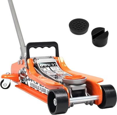 Lage stalen vloerkrik met 2,5 ton hefvermogen en dubbel zuigers