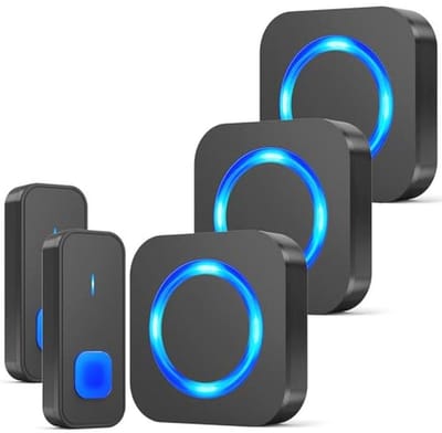 Waterdichte Draadloze Deurbelset met 2 Zenders en 3 Ontvangers - 400M Bereik, 55 Melodieën, 5 Volumes, Huisdeurbel met Batterij en LED-Display