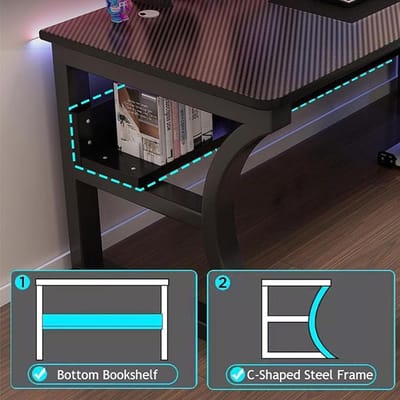 Gaming Bureau 100 cm – Industrieel Computer Bureau met Opbergruimte, Kabelmanagement & Robuust Metalen Frame – Modern Home Office & Gaming Tafel