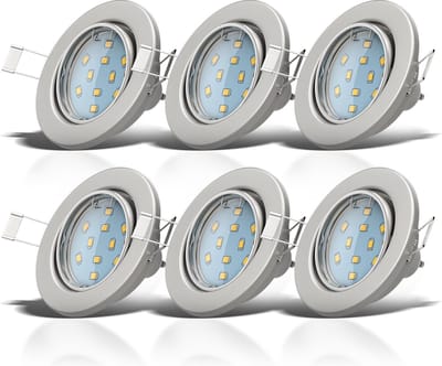 B.K.Licht - Inbouwspots - LED - 6 stuks - ronde - vor binnen - met GU10 - kantelbaar - spotjes inbouw - IP23 - Ø8.6cm - 3.000K - 250Lm - 3W
