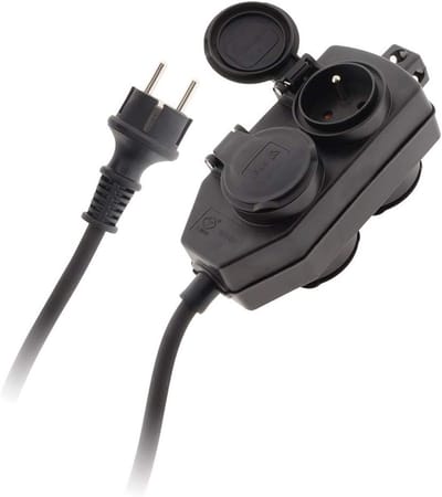 4 Socket Koppeling Doos IP44 - Kindveilig Voor Buitengebruik met 5m Kabel
