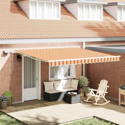 vidaXL - Uitschuifbare - luifel - Geel - en - Oranje - 400 - × - 300 - cm