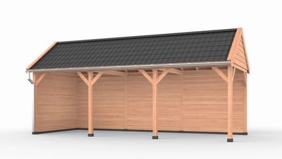 Douglas overkapping zadeldak, 750 x 300, met achterwand en zijwand, Westwood Ruiter Plus