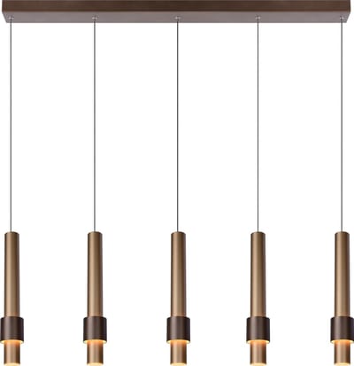 Lucide MARGARY - Hanglamp - LED Dimbaar - 5x4,2W 2700K - Koffie