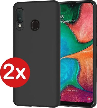 Hoesje - 2 Stuks - Geschikt voor Samsung Galaxy A20e - Sterk & Shockproof - Telefoonhoes - Back Cover - Case Siliconen - Telefoon Hoes - Zwart