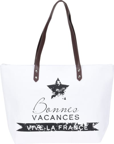 Pro Beach Strandtas Vive la France - wit - 45 x 34 cm - shopper - boodschappen - polyester