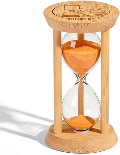 Dailygoods - Zandloper hout en glas timer 15 minuten, zandloper-timer voor kinderen en volwassenen, zandloper voor koken, leren, tandenpoetsen, speeltiming, tafeldecoratie, creatieve geschenken