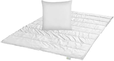Bodyprotect set 135 x 200 cm all year dekbed en 80 x 80 cm hoofdkussen | ECOLine beddengoedset uit dekbed en kussen | medium dekbed | allergievriendelijke hoes van microvezel | wasbaar op 40 graden | wit